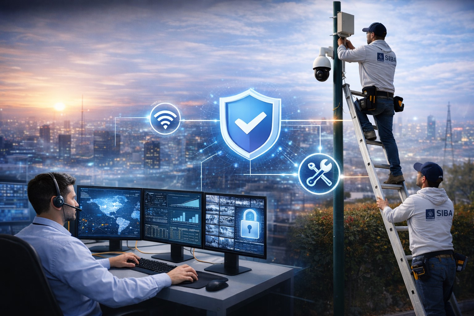 Personal técnico de SIBA realizando instalación en campo